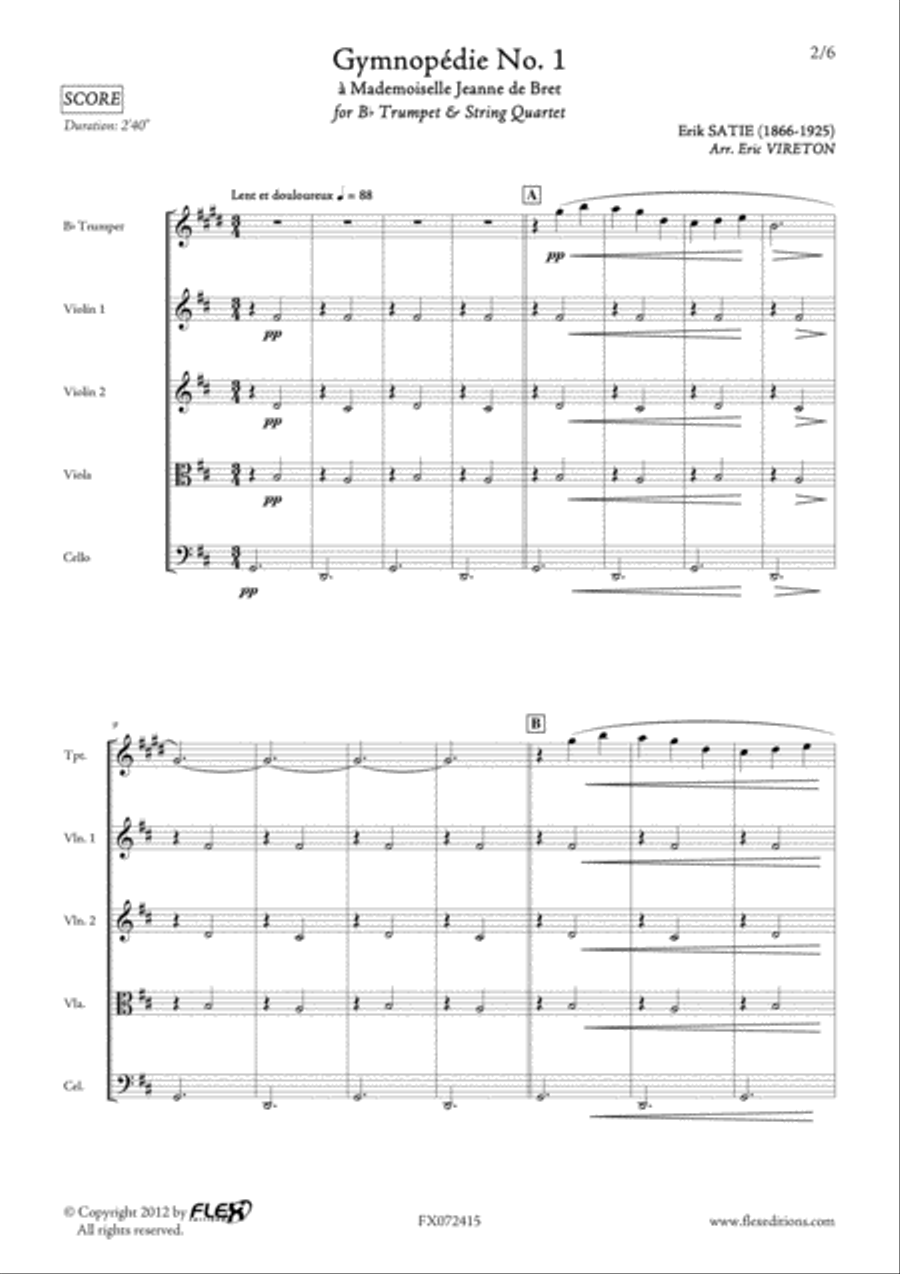 Gymnopedie No. 1 B-Flat Trumpet scores gallery preview page 2
