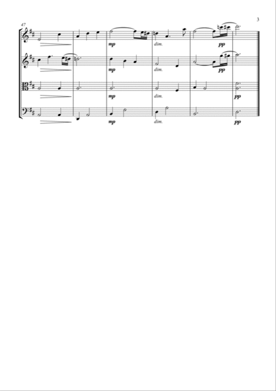Ratatouille Main Theme String Quartet scores gallery preview page 3