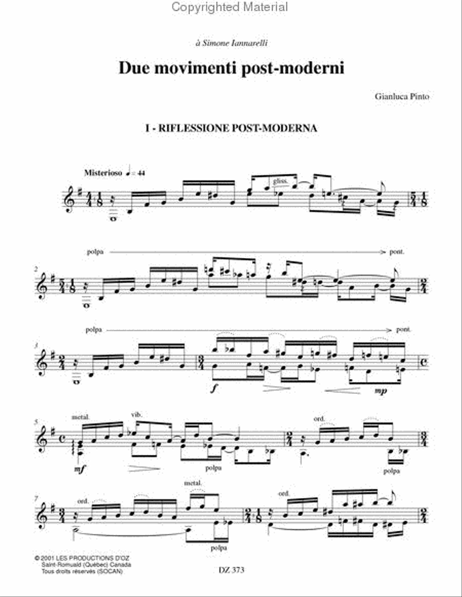 Due movimenti post-moderni Classical Guitar scores gallery preview page 2
