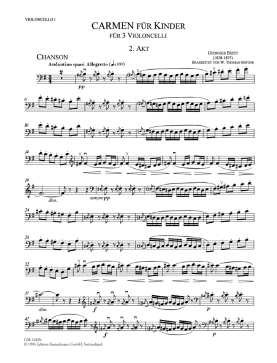 Carmen for children Cello scores gallery preview page 2