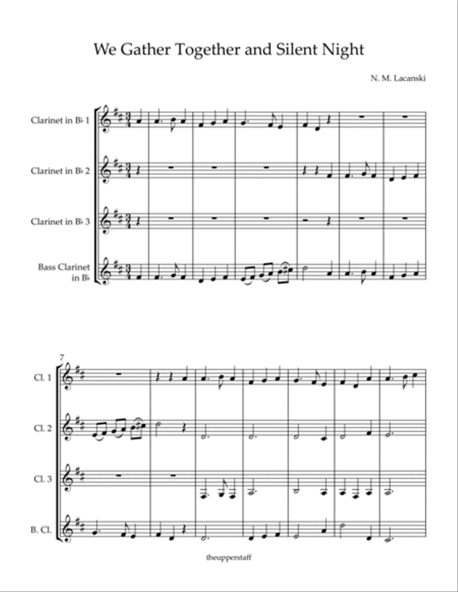 We Gather Together and Silent Night Woodwind Quartet scores gallery preview page 2