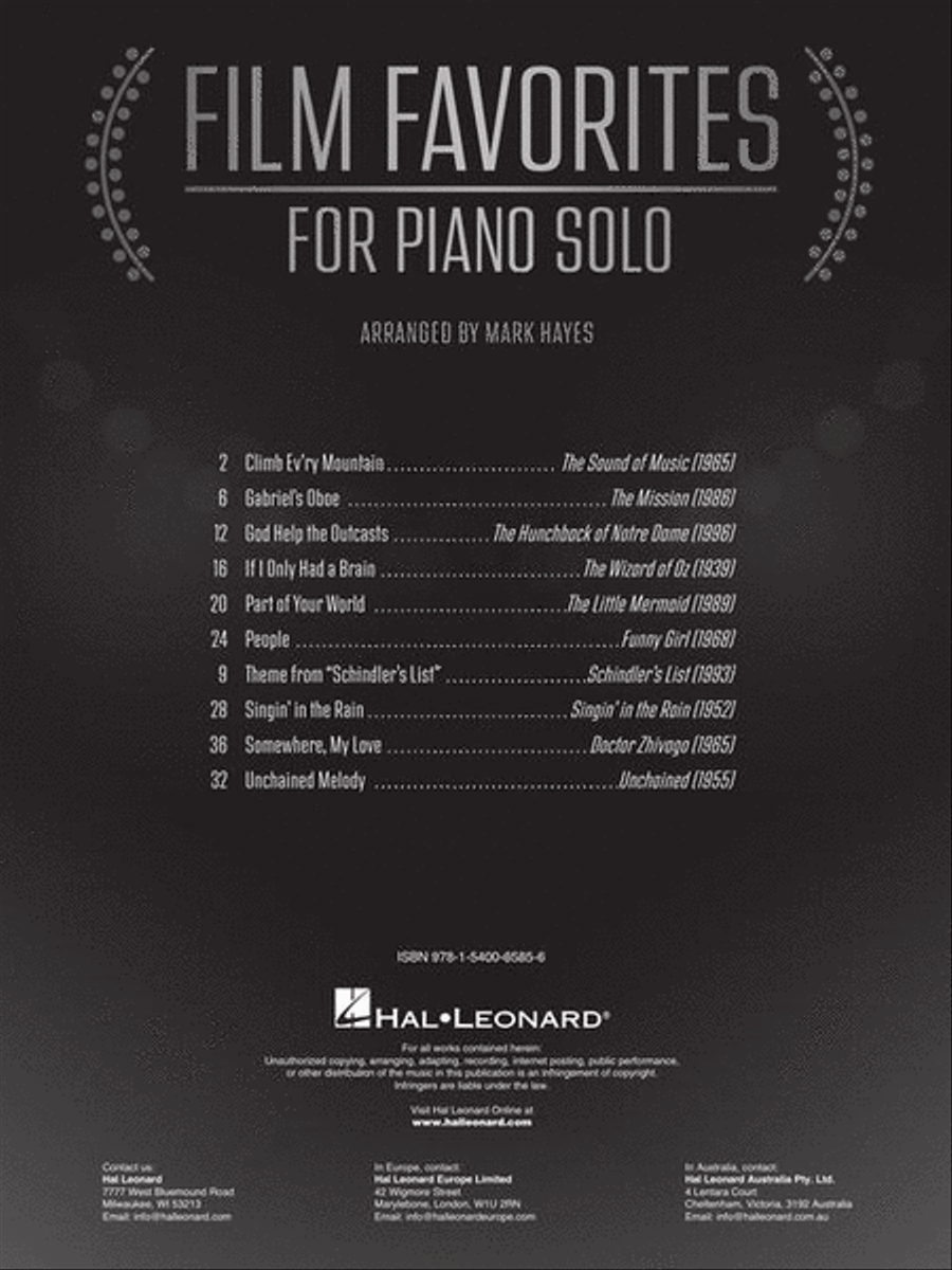 Film Favorites for Piano Solo Piano Solo scores gallery preview page 4