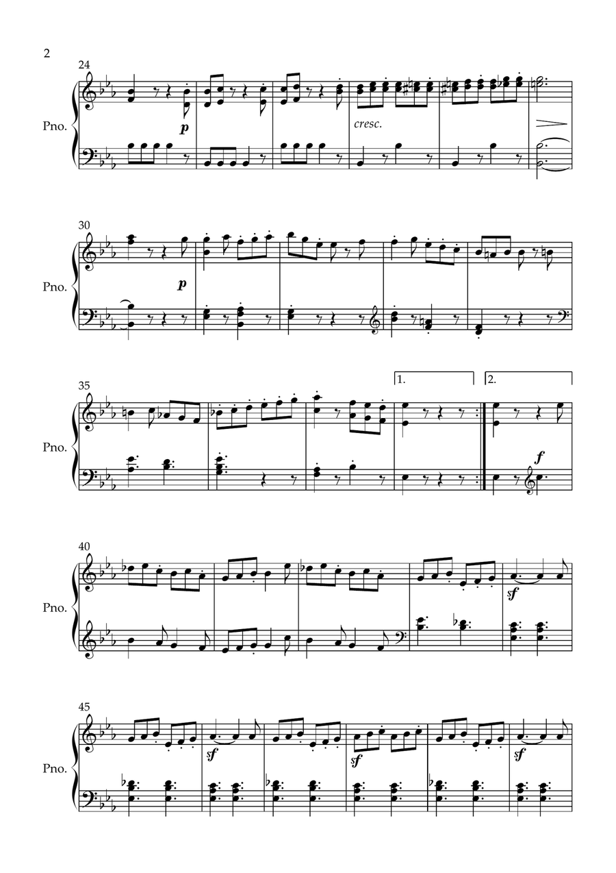 Haydn's Joke Quartet for Piano Solo