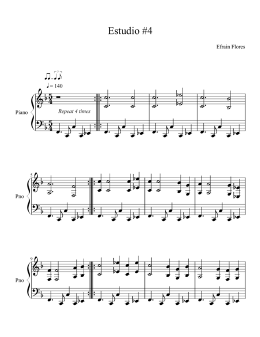 5/4 Exercices for Piano