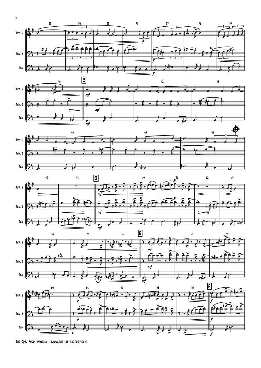 The Girl From Ipanema (Garota De Ipanema) Brass Ensemble scores gallery preview page 2