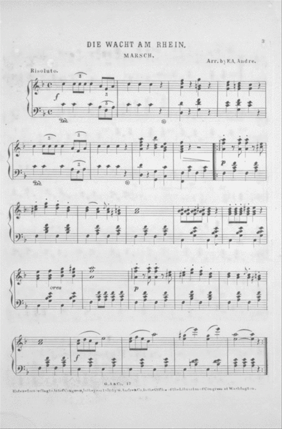 Die Wacht am Rhein Piano Solo scores gallery preview page 2