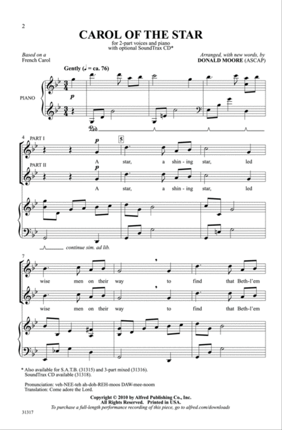 Carol of the Star Carol of the Star 2-Part scores gallery preview page 2