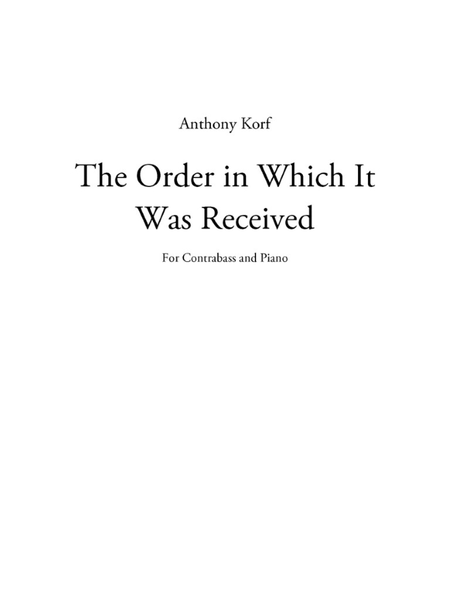 The Order in Which it was Received