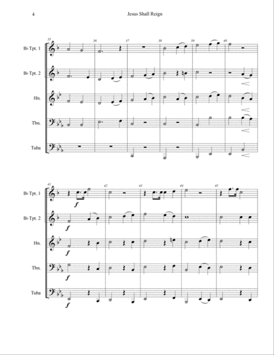 Jesus Shall Reign (Brass Quintet) Brass Quintet scores gallery preview page 6
