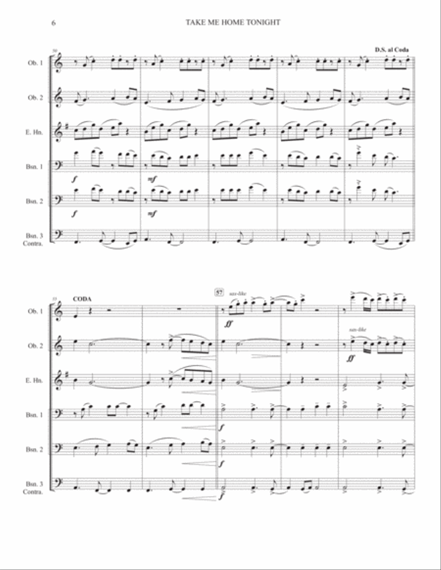Take Me Home Tonight Woodwind Ensemble scores gallery preview page 6