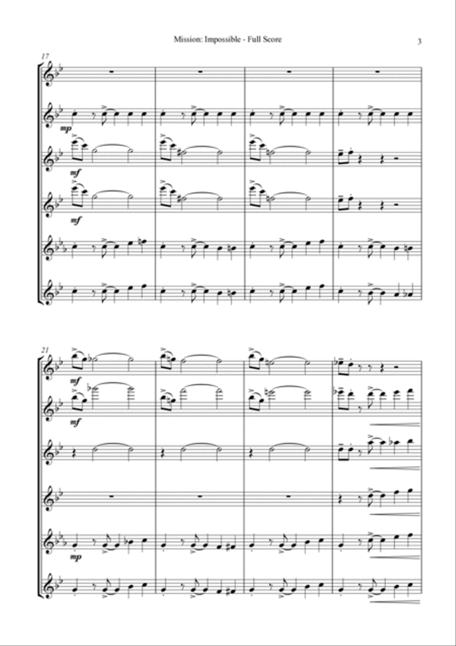 Mission: Impossible Theme (mission Accomplished) Small Ensemble scores gallery preview page 6