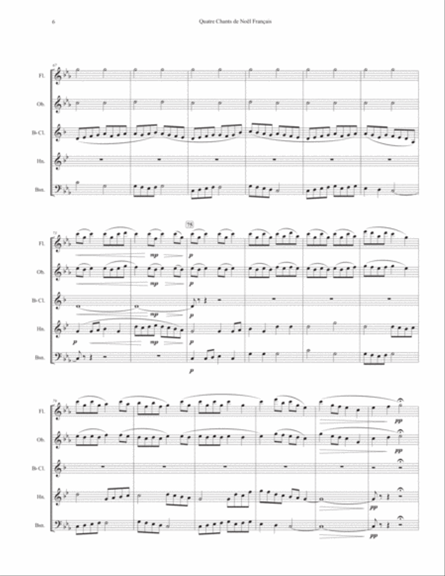 Quatre Chants de Noël Français (Four French Carols) for Woodwind Quintet Woodwind Quintet scores gallery preview page 6