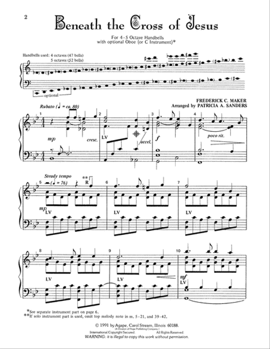 Beneath the Cross of Jesus Handbell Choir scores gallery preview page 2