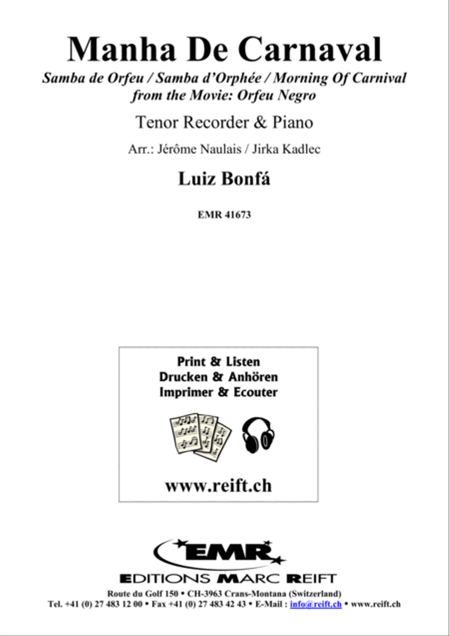 Manha De Carnaval Tenor Recorder scores gallery preview page 1