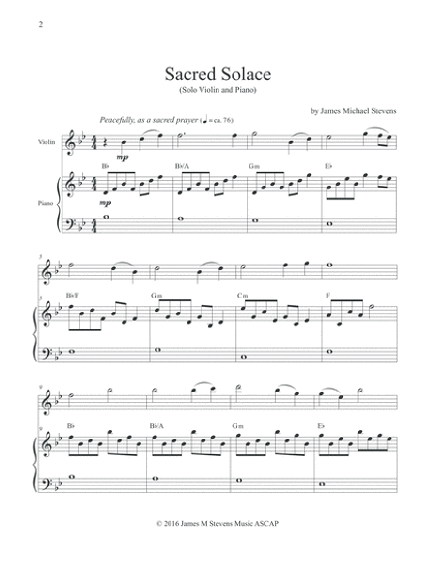 Sacred Solace - Solo Violin Violin Solo scores gallery preview page 2