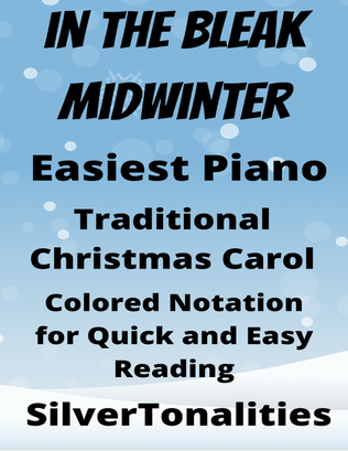 In the Bleak Midwinter Easy Piano Sheet Music with Colored Notation