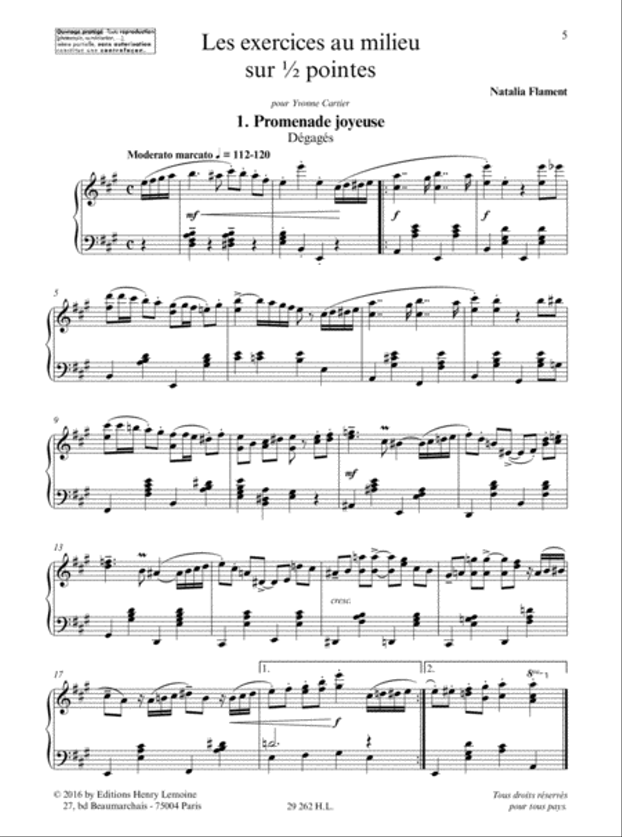 Les exercices au milieu sur 1/2 pointes Piano Solo scores gallery preview page 3