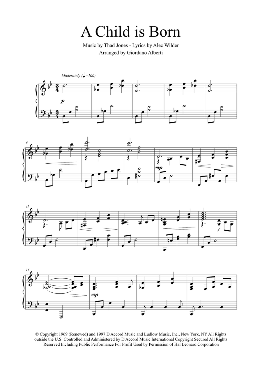 A Child Is Born Piano Solo scores gallery preview page 1