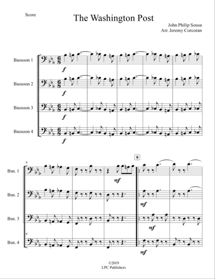 The Washington Post March for Bassoon Quartet Woodwind Quartet scores gallery preview page 2