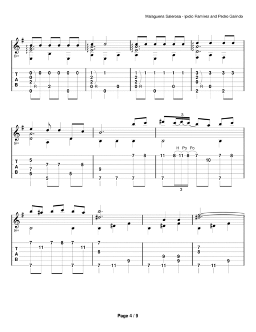 Malaguena Salerosa Guitar Solo scores gallery preview page 4