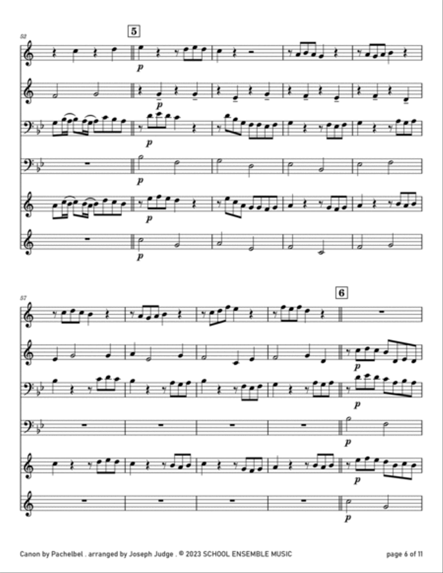 Canon by Pachelbel for Brass Quartet in Schools Brass Quartet scores gallery preview page 6