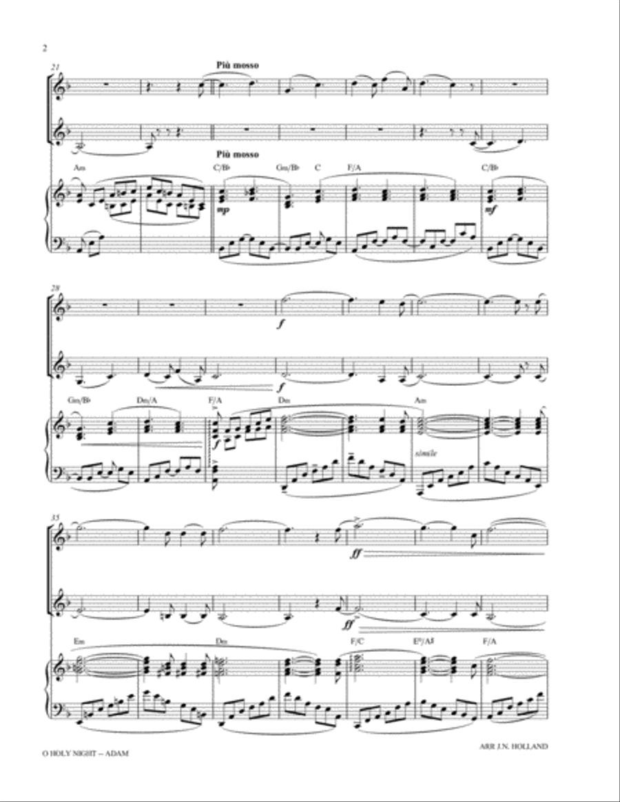 O Holy Night (Cantique de Noel) Adolphe Adam Duet for Treble Instrument in C and French Horn Large Ensemble scores gallery preview page 4