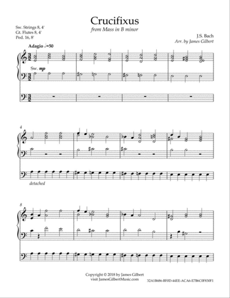 Crucifixus from Mass in B Minor Organ Solo scores gallery preview page 2