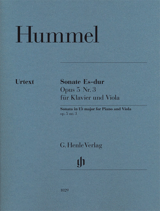 Book cover for Sonata for Piano and Viola in E-flat Major, Op. 5, No. 3