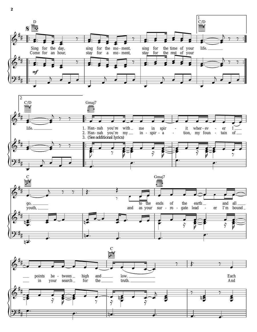 Sing For The Day Piano, Vocal, Guitar scores gallery preview page 2