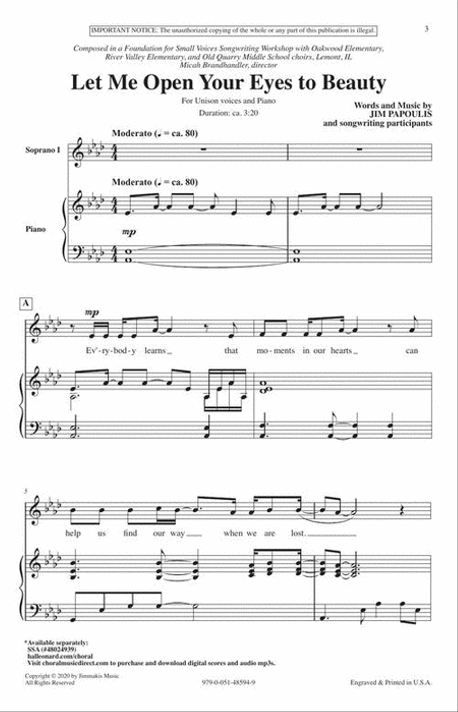 Let Me Open Your Eyes to Beauty Unison Choir scores gallery preview page 4