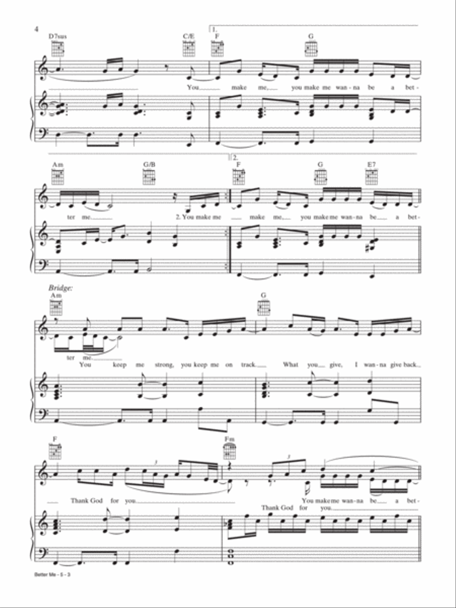 Better Me Better Me Piano, Vocal, Guitar scores gallery preview page 3