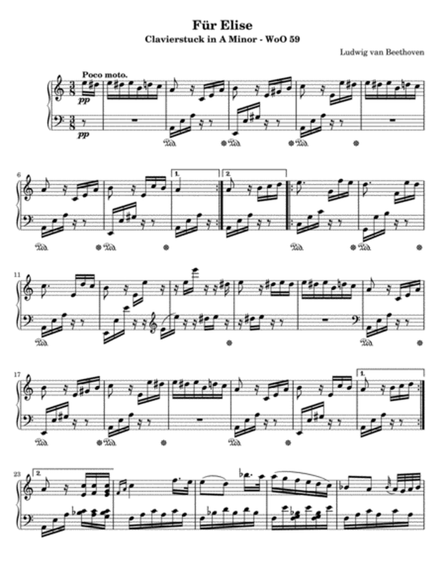 Fur Elise(Original Complete Full Version)-Piano Solo image number null