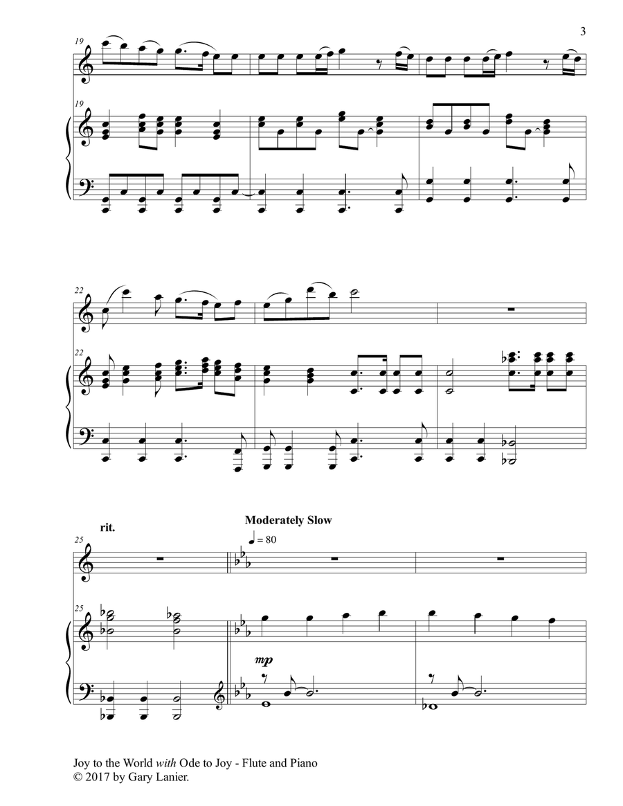 JOY TO THE WORLD with ODE TO JOY (Flute with Piano & Score/Part) Flute Solo scores gallery preview page 4