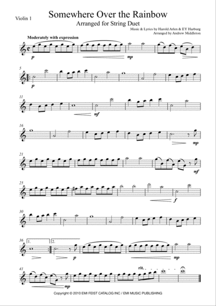 Over The Rainbow String Duet scores gallery preview page 5
