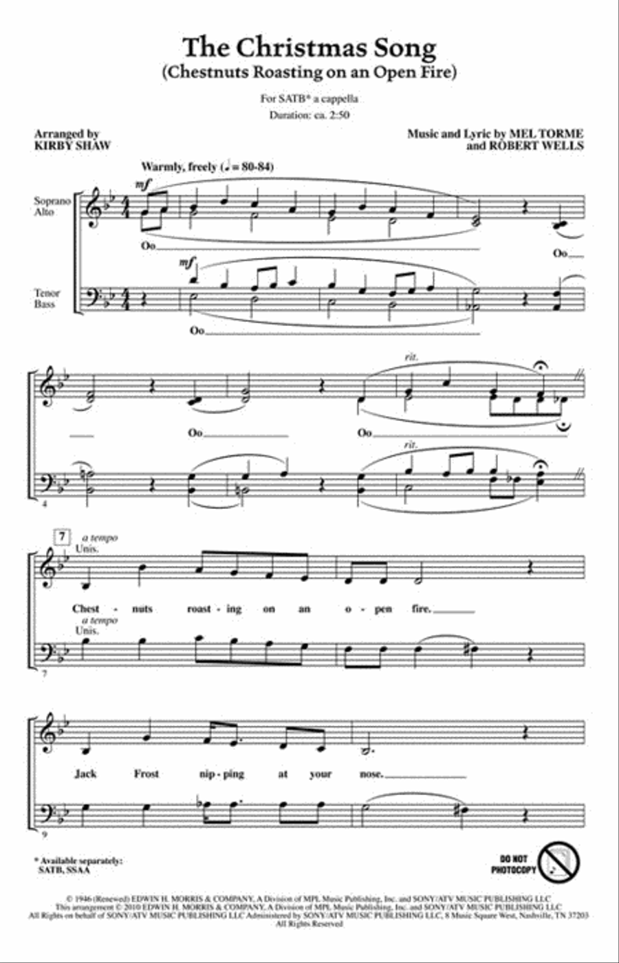 The Christmas Song (Chestnuts Roasting on an Open Fire) 4-Part scores gallery preview page 2