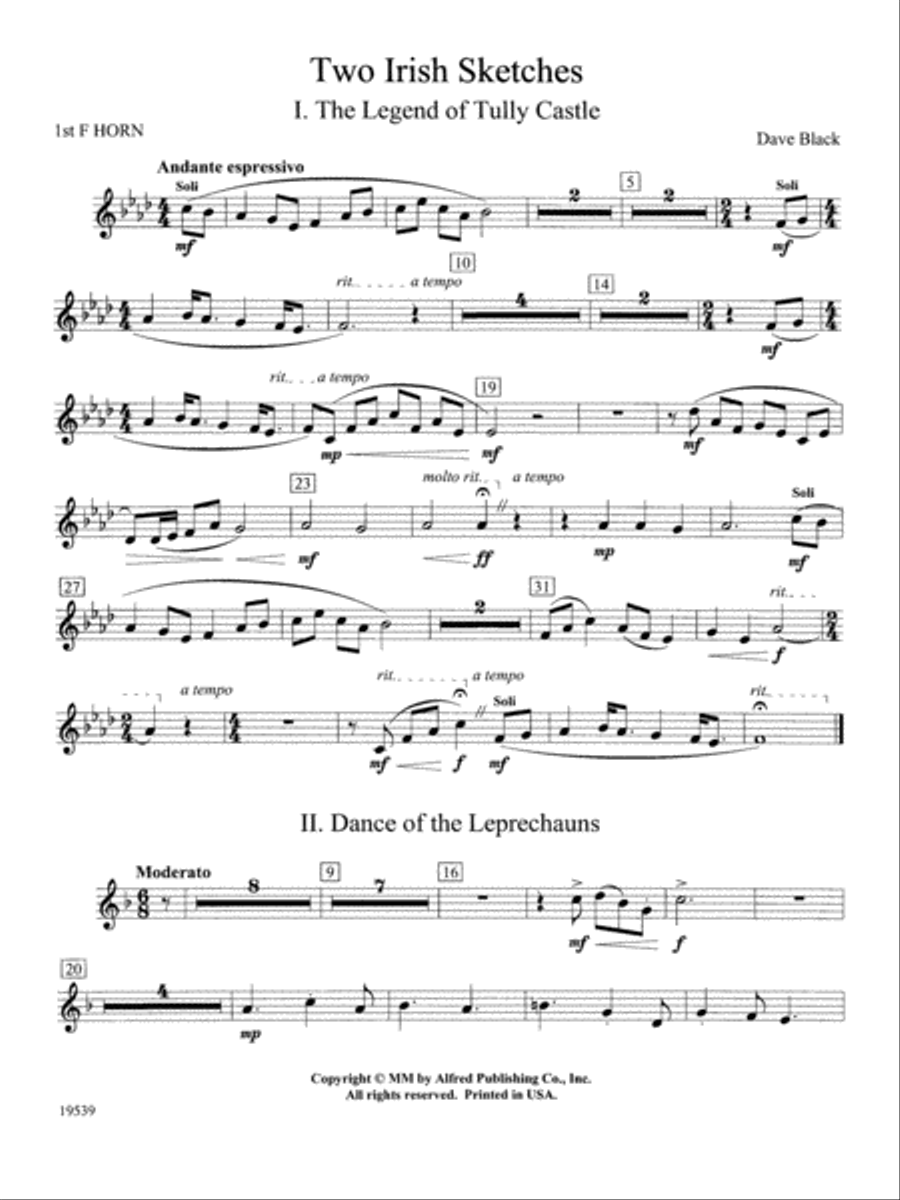 Two Irish Sketches: 1st F Horn Concert Band scores gallery preview page 1