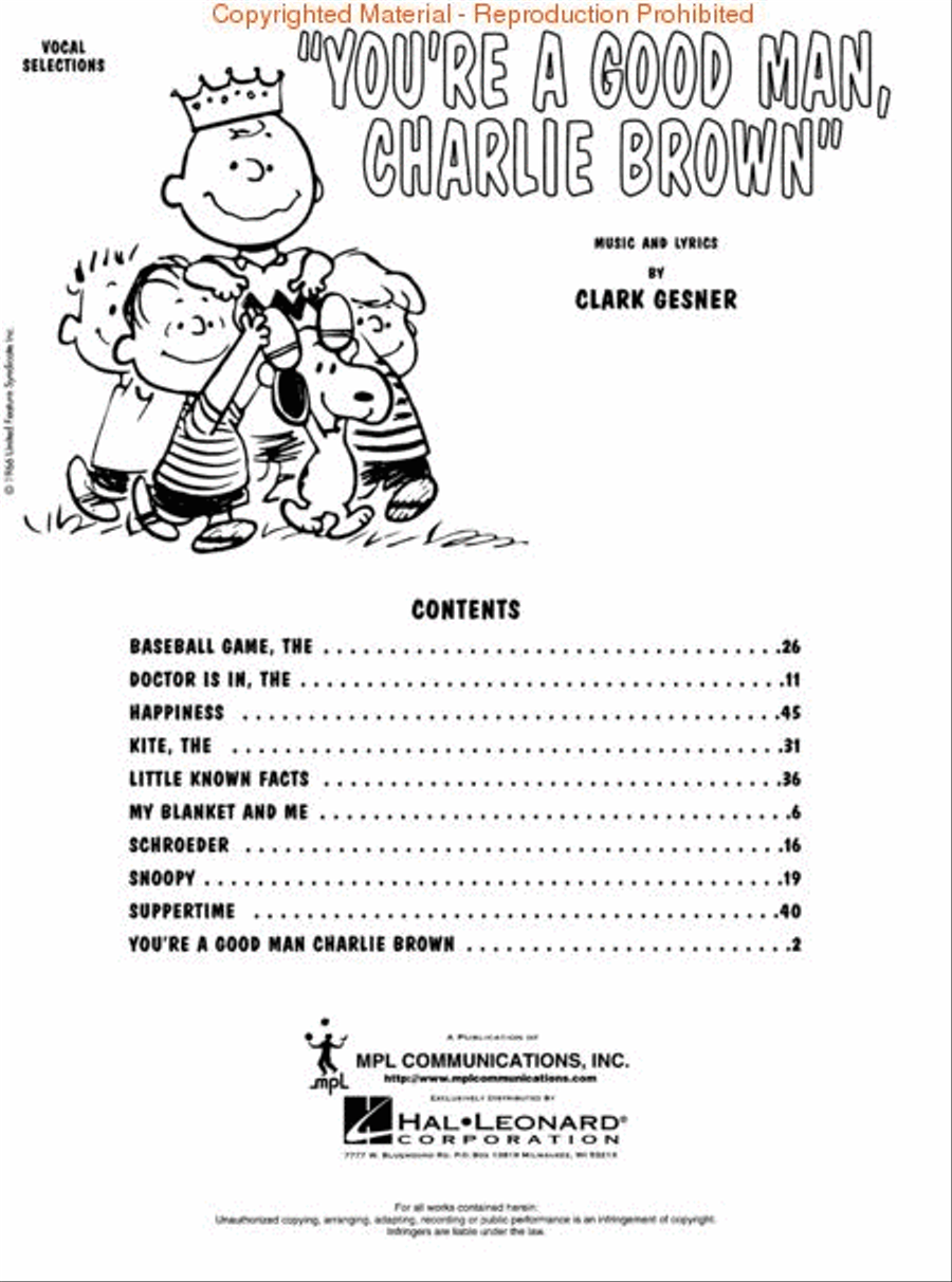 You're A Good Man, Charlie Brown - Vocal Selections Piano, Vocal, Guitar scores gallery preview page 2