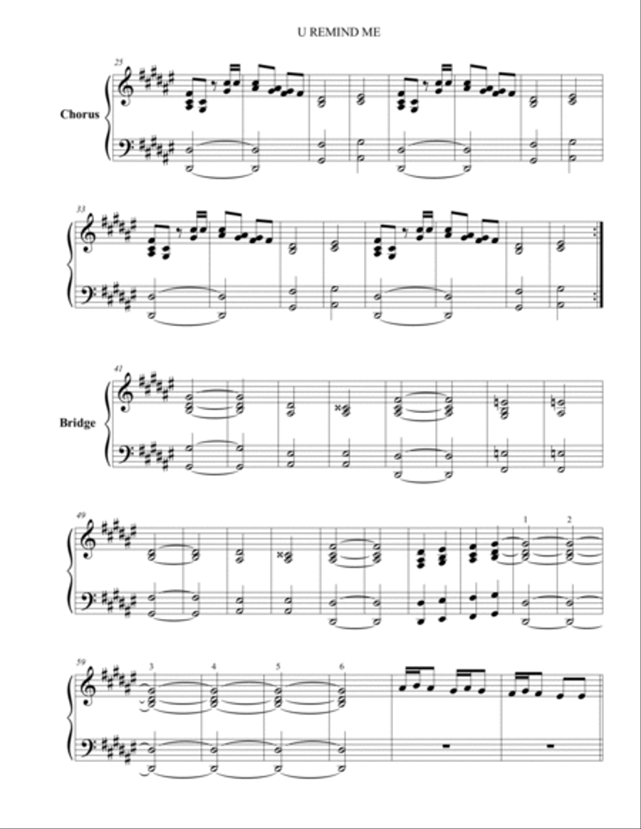 U Remind Me Piano Solo scores gallery preview page 2