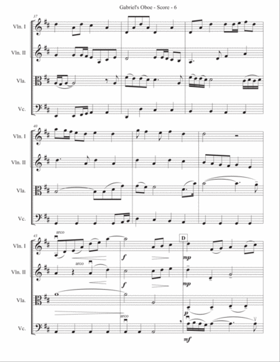 Gabriel's Oboe String Quartet scores gallery preview page 6