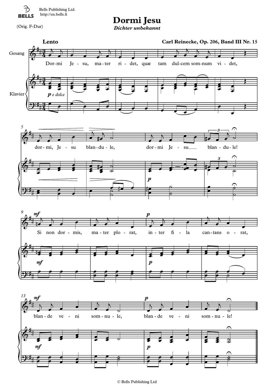 Dormi Jesu, Op. 206 (D Major)