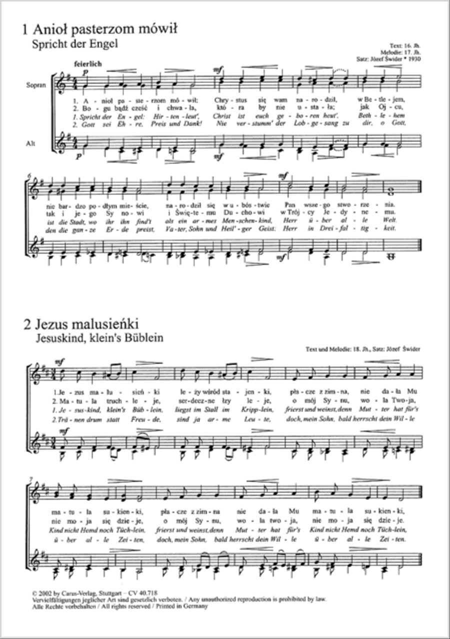 Zwolf polnische Weihnachtslieder fur Frauen- oder Kinderchor a cappella A Cappella scores gallery preview page 14