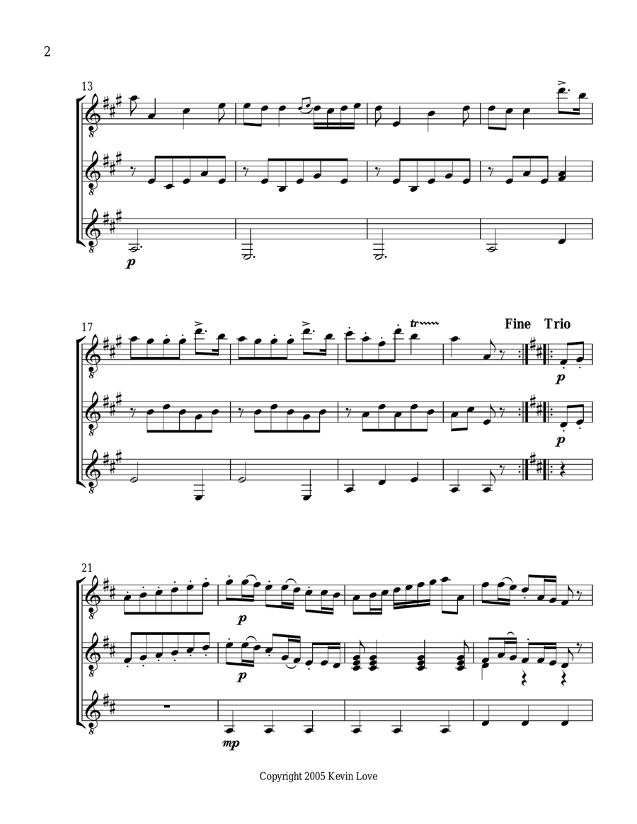 Minuet (Guitar Trio) - Score and Parts Guitar Ensemble scores gallery preview page 2