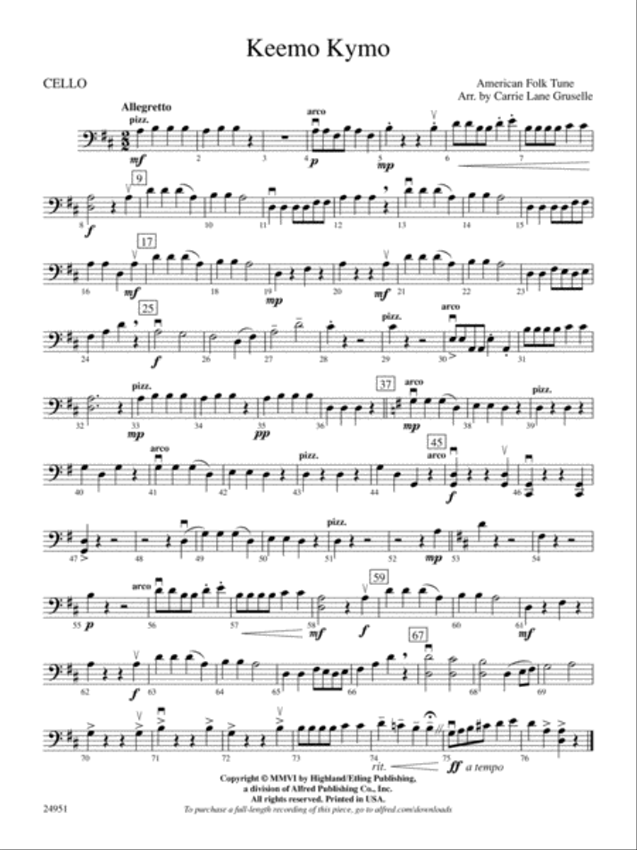 Keemo Kymo: Cello Keemo Kymo: Cello String Orchestra scores gallery preview page 1