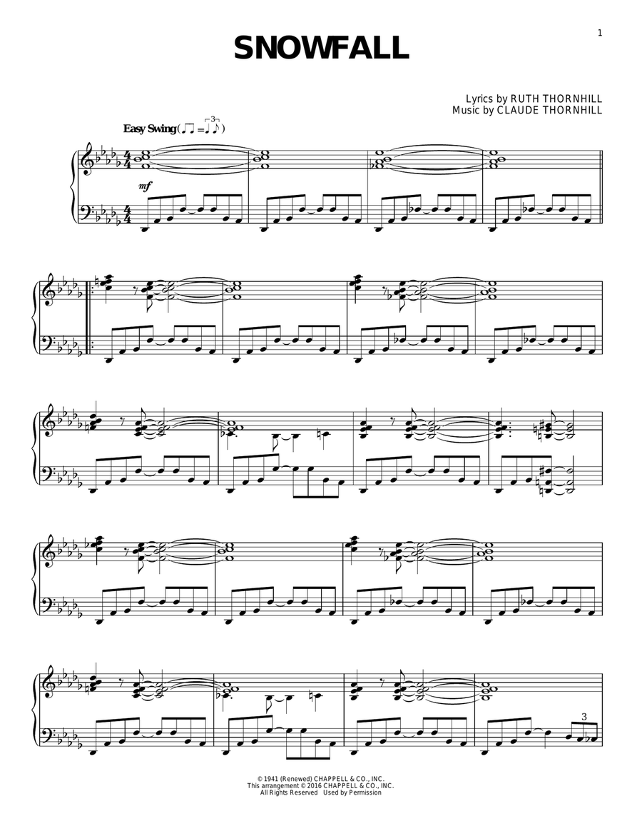 Snowfall Snowfall Piano Solo scores gallery preview page 1