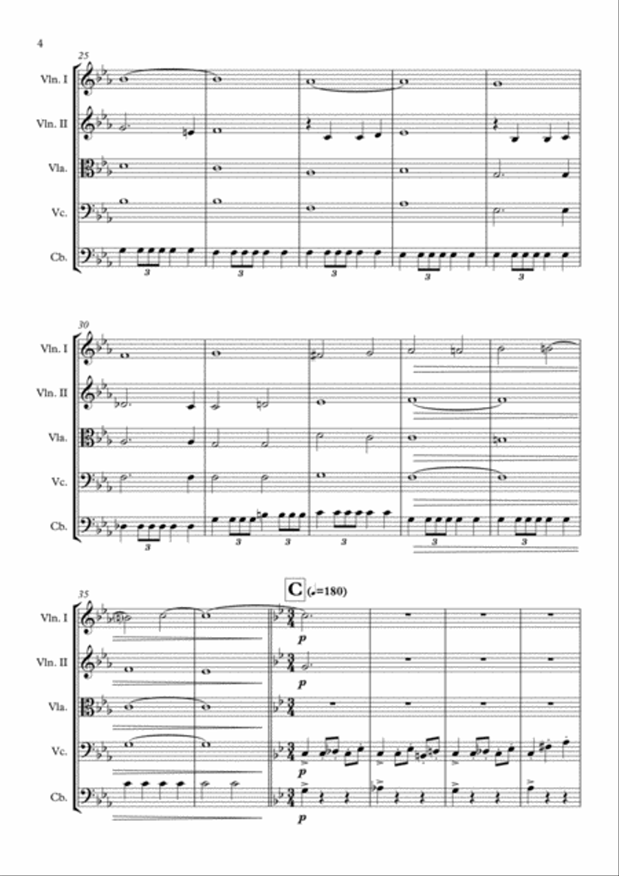 Gladiator Main Theme String Quintet scores gallery preview page 5
