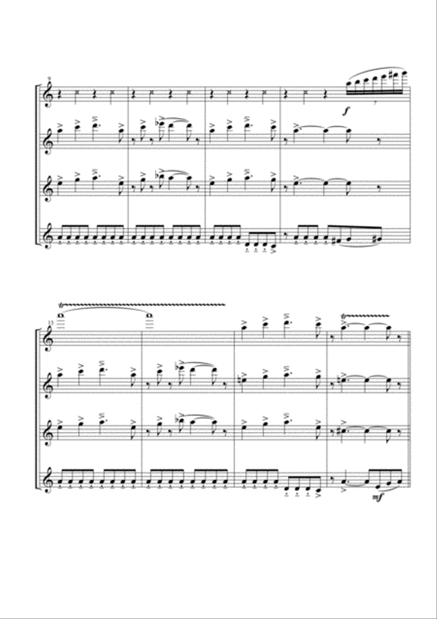 Smoke On The Water Woodwind Quartet scores gallery preview page 3