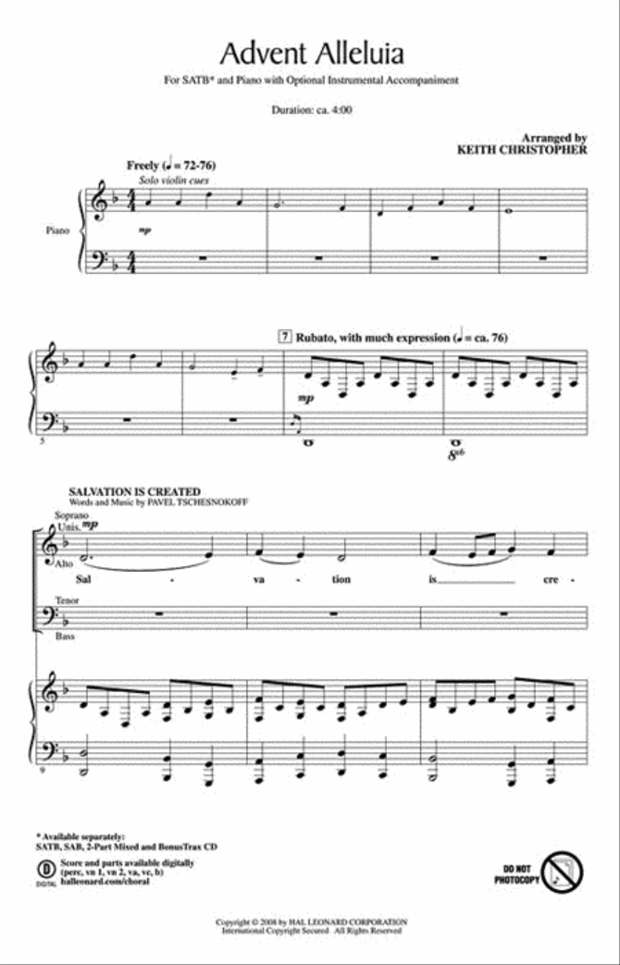 Advent Alleluia 4-Part scores gallery preview page 2
