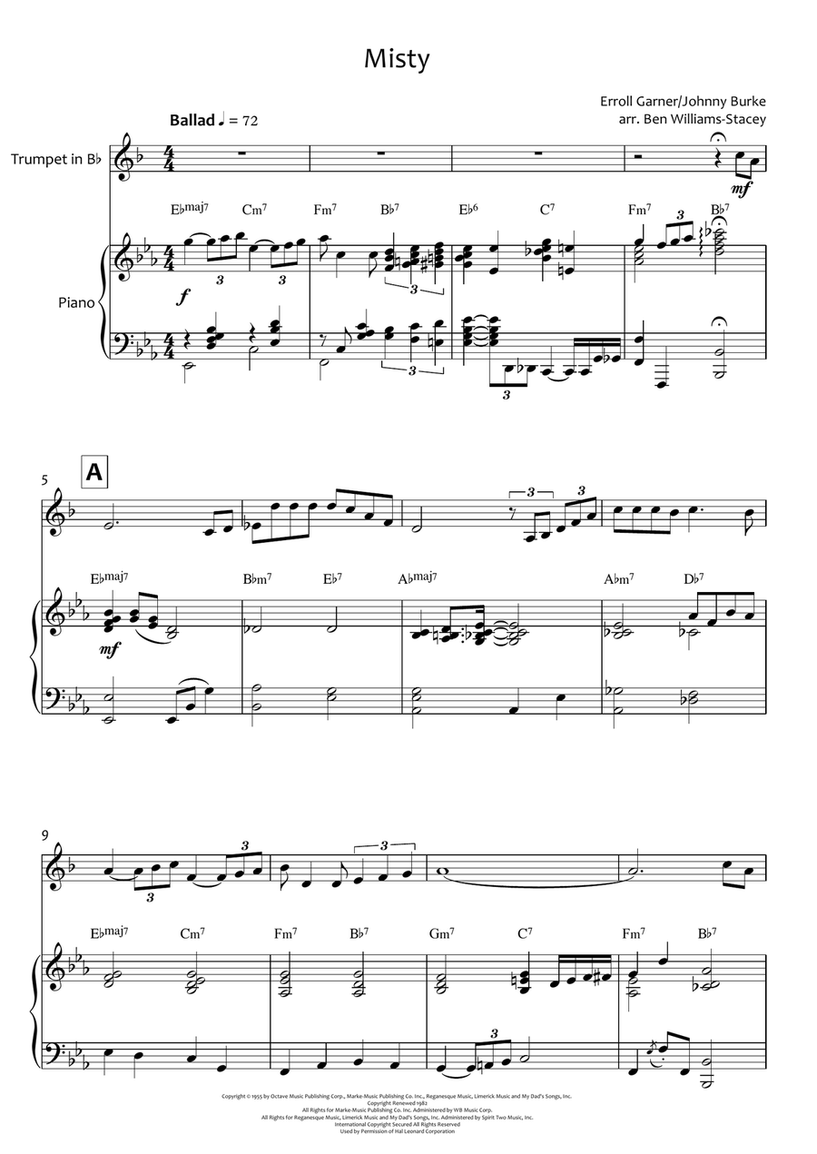 Misty Trumpet Solo scores gallery preview page 1