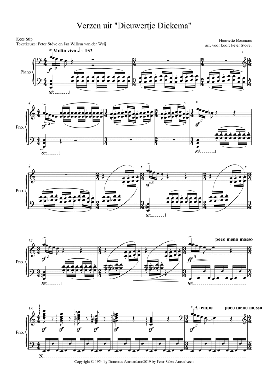 Verzen uit 'Dieuwertje Diekema' Divisi scores gallery preview page 1