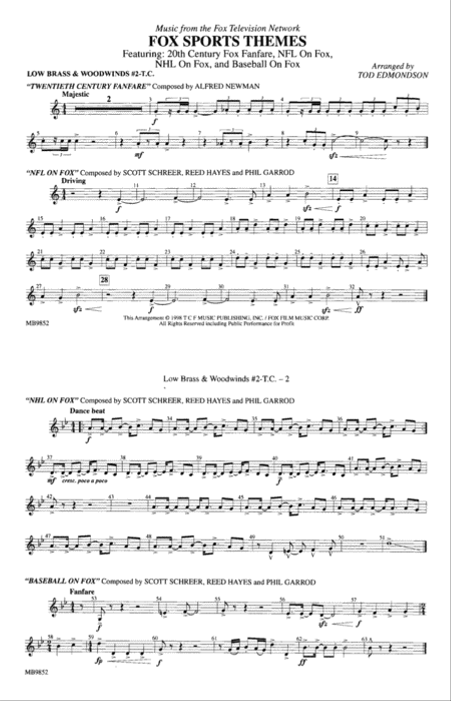Fox Sports Themes: Low Brass & Woodwinds #2 - Treble Clef Marching Band scores gallery preview page 1